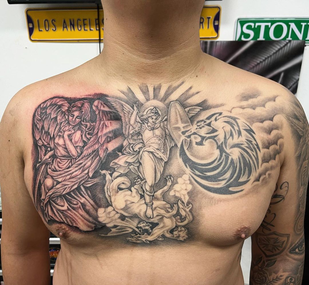87 Amazing Guardian Angel Tattoos To Try For Chest - Psycho Tats